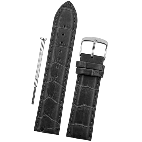 Image of DBLACK ''HIKRO'' Leather Watch Strap, Bamboo Design Full Padded Watch Belt / / For 18mm, 20mm, 22mm, 24mm, or 26mm Watch Band (Choose Your Size & Color)