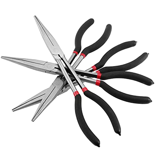 TAIJEUK 4 Stück 27,9 cm lange Spitzzange, gerade extra lange Spitzzange aus Stahl für Schmuckherstellung, Heimreparatur, industrielle Nutzung Cover