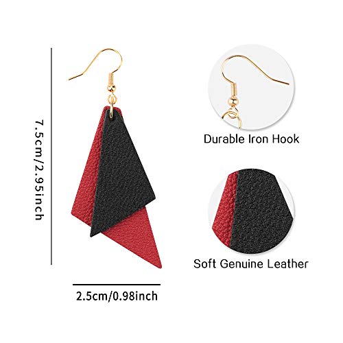 Jagucho Leather Earrings Dangle for Women, Lightweight Hoop Earrings Drop for Teen Girls, Gifts for Women4