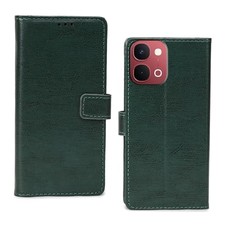 Image of amazon basics Vivo Y51 Pro 5G Flip Cover | Card Pockets Wallet & Stand | Flip Cover for Vivo Y51 Pro 5G (Green)
