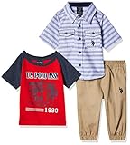 U.S. Polo Assn. baby-boys Short Sleeve Shirt, T-shirt and Pant Set