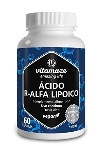 Ácido Alfa Lipoico (ALA) Antioxidante Natural de de Ácido Tióctico - 60 Capsulas de Alta Dosis 200 mg - Vegano y sin Aditivos - Elaborado en Alemania