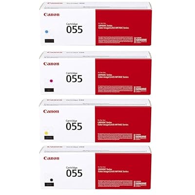 Canon CRG 055 Standard Capacity Toner Cartridge for MF743 & MF741 Printers, Bundle with 4 Individual Retail Packs - Black/Cyan/Magenta/Yellow