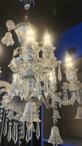 Image of Sanleen Antique Modern Contemporary Glass Chandelier Ceiling Lighting Lamp Hanging Chandelier (6 Lamp) (24 Inch) (Design 11)