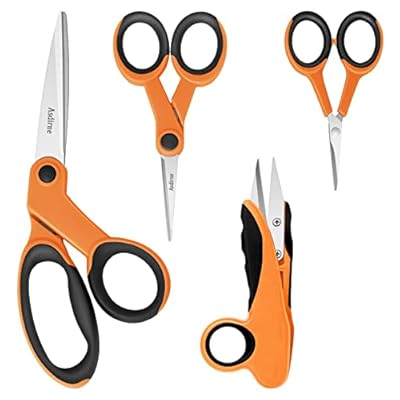 Asdirne Juego de tijeras de tela, tijeras con hoja afilada de acero inoxidable y asas suaves, 4 piezas, naranja/negro | Ya disponible en tu tienda friki favorita! En mundofriki.es!