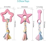 Volacopets Puppy Toys for Teething, Puppy Chew Toys for Small Dogs, Crinkle Dog Toys Small Breed Boredom and stimulating, Dog Toys for Small Dogs, Pink, 5-Pack