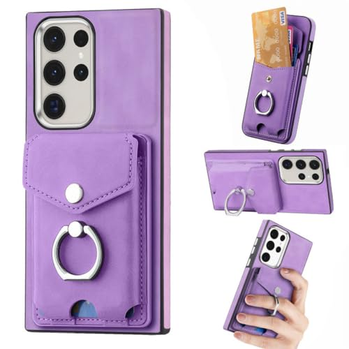 Étui portefeuille en cuir ENILSA avec anneau pour Galaxy A33 5G violet