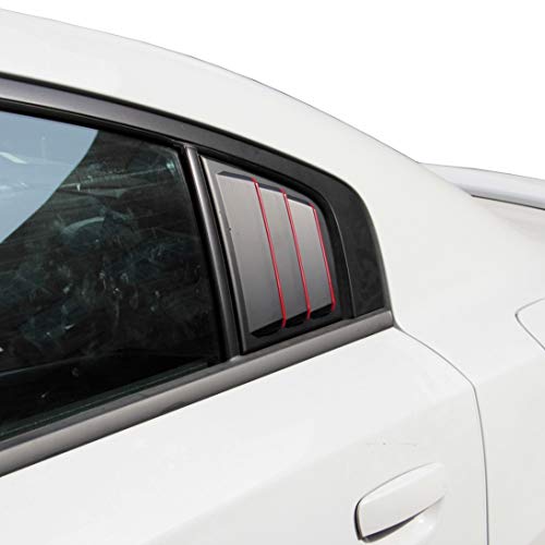 Image of Side Window Louvers Air Vent Scoop Shades Cover Blinds ABS for Dodge Charger 2011-2021 (Red line)