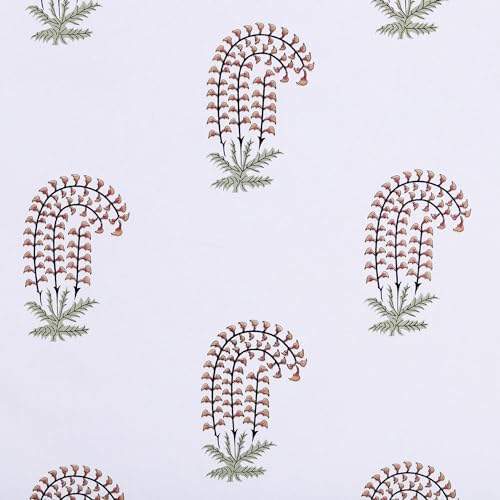 Image of Homestan 100% Cotton Block Print Long Door Curtains 9 Feet Long Set of 1 with Stainless Steel Grommets for Home Decor (9 X 4.5 Feet, Brown)