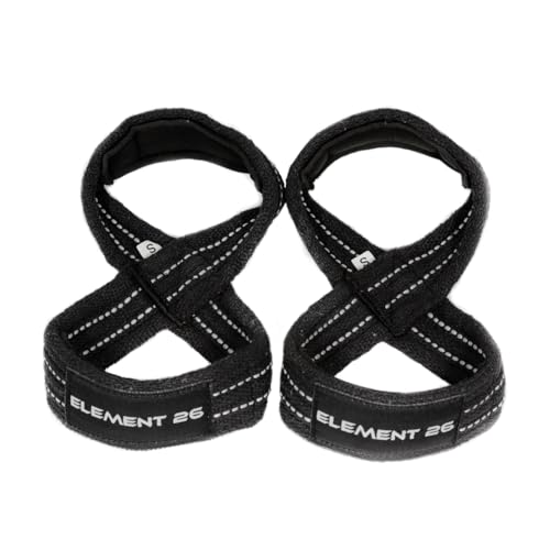 Padded Figure 8 Wrist Straps - Weightlifting Straps - Functional Fitness Weight Lifting Deadlifts Farmer Walks (Medium Black)