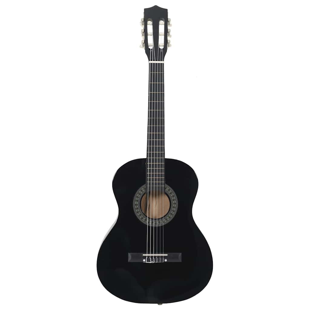 Chitarra da concerto 3/4, 91,4 cm, nera, per principianti e bambini, con custodia, tracolla, plettri, corde, accordatore