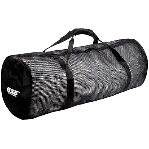 GSE Heavy-Duty Large Mesh Sports Duffle Bag with Zipper, 1-Pack, Black