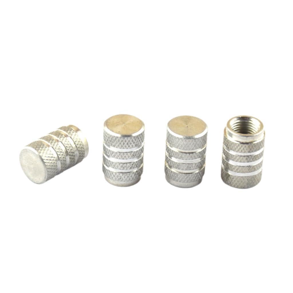 LXZHANG 4 Pcs Tyre Valve Caps for Fiat Punto I/II (Type 188 176) 1993-2007, Aluminium Alloy Dust Covers with Rubber Seal Ring Car Accessories,Silver