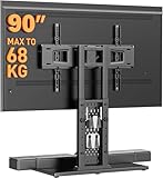 Perlegear Universal Swivel TV Stand with Pegboard Storage, Height Adjustable Table top TV Stand Mount for 42-90 Inch TVs, up to 150 lbs with Large Glass Base for Stability, Max VESA 600x400mm