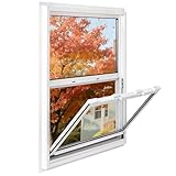 Vinyl Single Hung Sliding Window, 32' x 36' Household Window with Double-Pane Insulated Tempered Glass, White Energy-Efficient Soundproof Window for House, Mobile Home