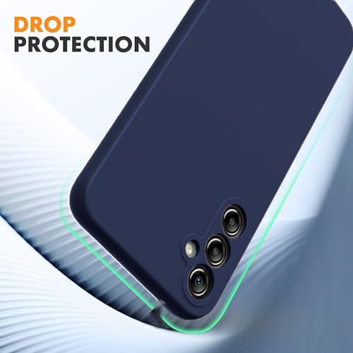 Image of DIZORO Microfiber Candy Case Compatible for Samsung A14 5G Smooth Touch Cushion Liquid Soft Silicone Gel Rubber Phone Cases Non-Slip Full Body Protective Shockproof Back Cover (Navy Blue)