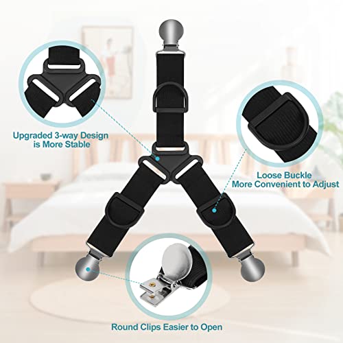 S Seeoor Bed Sheet Holder Straps, Triangle Mattress Corner Clips, Fitted Sheet Fastener Suspenders Grippers Keep In Place For Bedsheets(4 Pcs) #TOP2