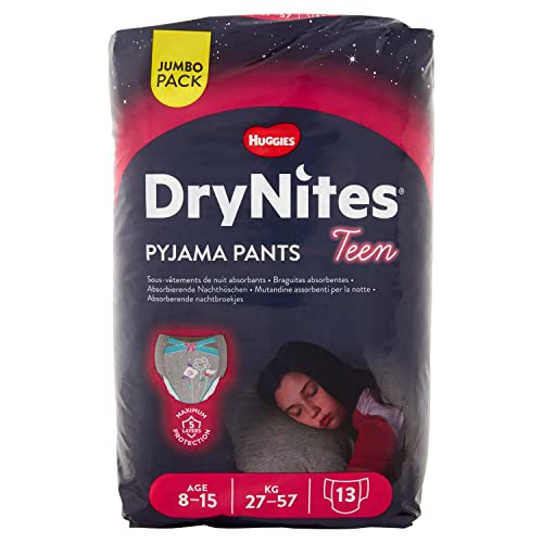 Huggies Drynites 8-15 Años Niña (27-57 Kg) – Ropa Interior De Noche Absorbente, 13 Bragas Padres
