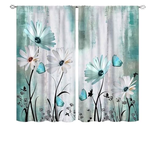 Rideau occultant à fleurs rétro printanières style champêtre 150x250cm - 2