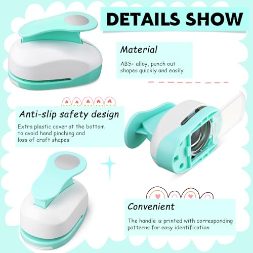 Image of CHENGU 6 Pcs Circle Punch Set 3in /2in /1.5in /1in /0.6in /0.3in Scrapbook Hole Punchers Crafting with 10 Sticker Paper Round Cutter Scrapbook for Office Supplies DIY Albums Photos(Mint Green)