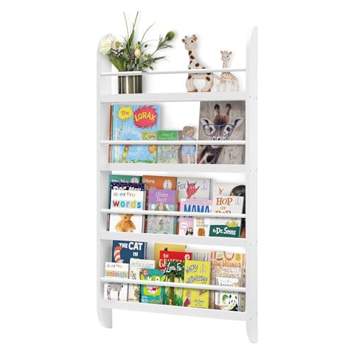 GREENSAPPIRE Kids Bookshelf 4-Tier Display Shelf White 116.5 x 60 x 10cm