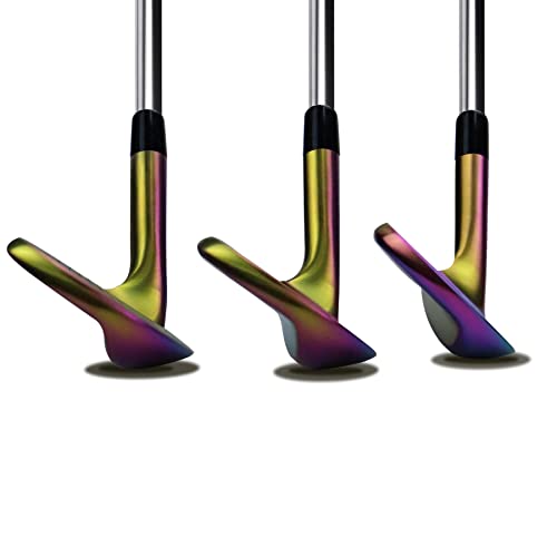 WENGH Golf Wedge Set for Women or Men Right Handed –Including 52 56 60 Degree Golf Wedges with CNC Milled Face-(Flex-Regular)-35 inches-Rainbow Colored Wedges