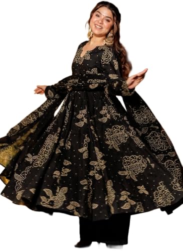 Image of ANNI Designer Women's Viscose Blend Umbrella Style Printed Kurta Palazzo with Dupatta | Stylish Kurta Set for Women | Elegant Palazzos & Dupatta Set | Traditional Ethnic Wear