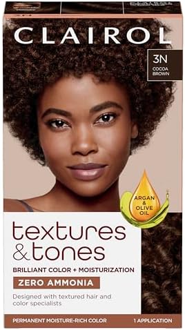 Clairol Textures & Tones Permanent Hair Dye, 3N Cocoa Brown Hair Color, Pack of 1
