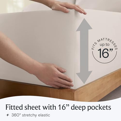Image of LuxClub 5 PC Sheet Set Bed Sheets Deep Pockets 16 inch Eco Friendly Wrinkle Free Cooling Machine Washable Hotel Bedding Silky Soft - Linen Split King