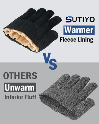 SUTIYO Winter Handschuhe Damen Thermohandschuhe Herren Touchscreen Verdickte Winterhandschuhe mit Warme Fleece Innenfutter Fahrrad Fahren Skifahren (Schwarz)