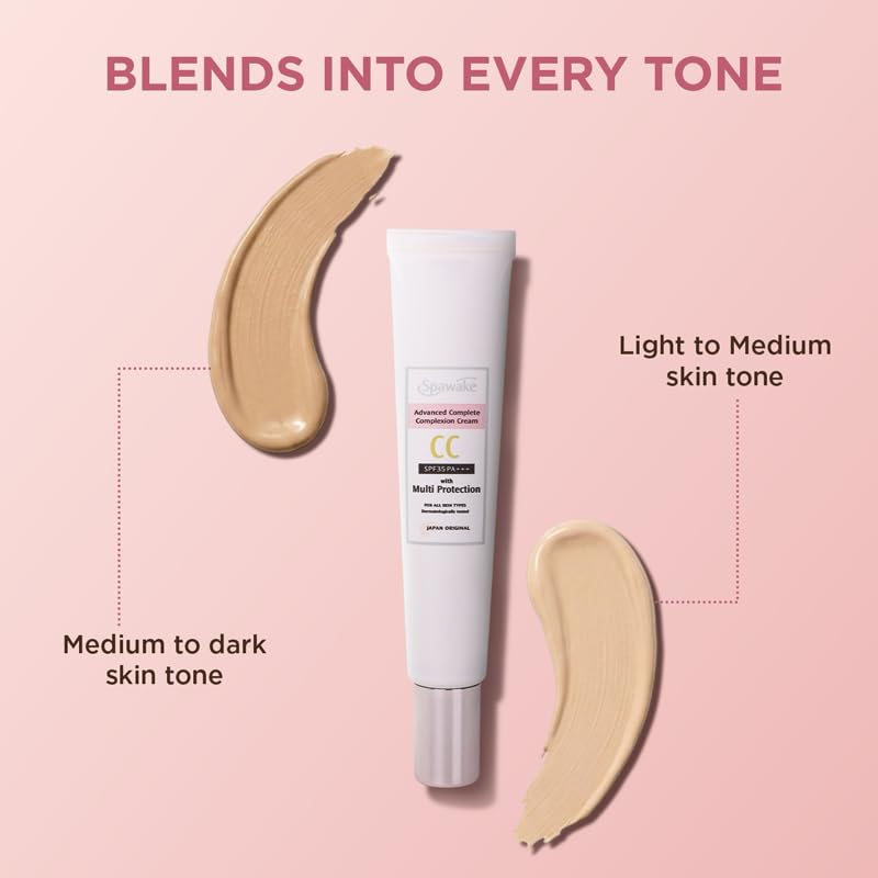 Image of Spawake Advanced Complete Complexion CC Cream SPF35 PA+++ with Sea Minerals | Multi Protection | Lightweight Coverage | All Skin Types | Natural Beige | 15g