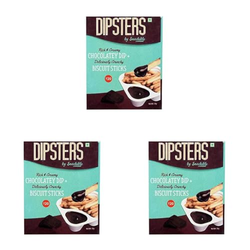 Image of Snackible Dipsters Chocolate Dip with Biscuit Sticks Pack of 36 x 34g | Baked Snack | Crunchy Biscuit Sticks with Creamy Chocolate Dip | Kids Snack | No Palm Oil