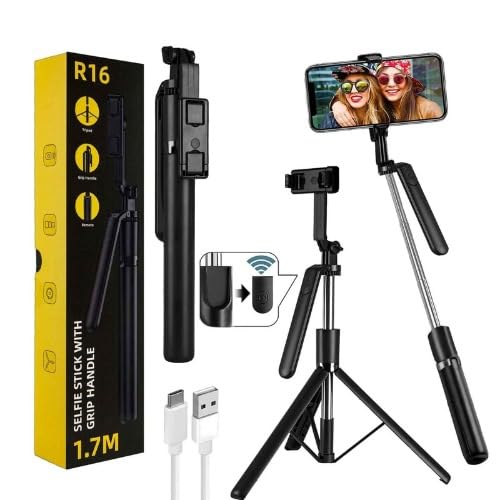 Smars R16 Selfie Stick with Tripod Stand | 6-Feet Long | Bluetooth Wireless Remote | Detachable Phone Holder | Compatible with iPhone & Android | Ideal for Vlogging | Photo Shoots-image-48