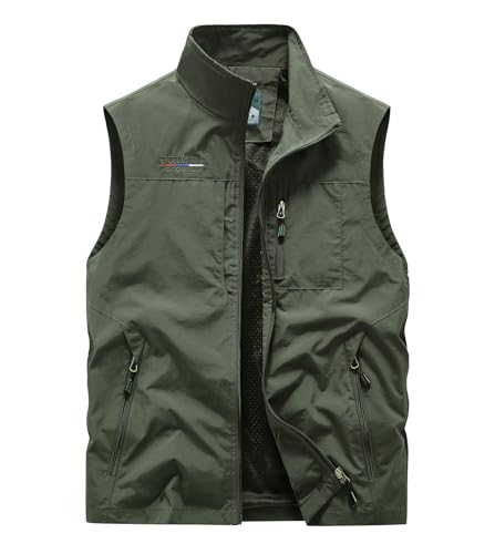 Image of Lightweight Outdoor Vest Jacket for Men, Windbreaker for Golf, Safari, Travel, Fishing, Hiking