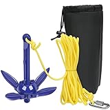 [Kit de anclaje plegable] bootsanker contiene un ancla plegable compacta, una cuerda de 5 m de largo de calidad marina y una hebilla. Fabricado con una aleación de alta calidad con una superficie inyectada de plástico para una mejor resistencia a la corrosión y a la oxidación. Peso de 0,4 kg, más ligero y más duro que los anclajes de acero al carbono.