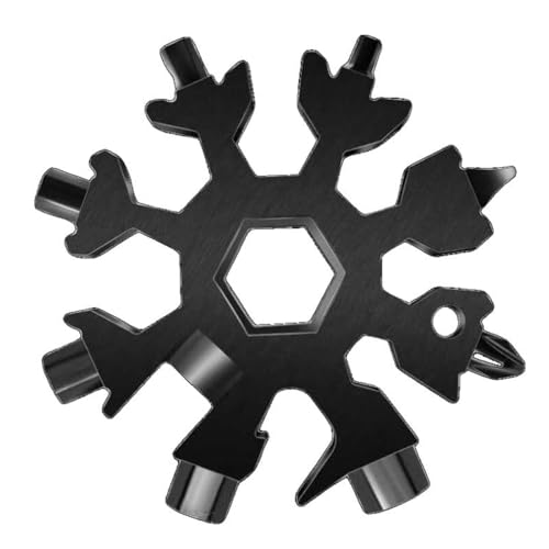 18 in 1 Snowflake Multi Tool for Man,Stainless Steel Snowflake Multitool Stocking Stuffers for Father,Husband,Boyfriend,Snowflake Wrench/Bottle Opener/Screwdriver Kit for Christmas Gifts (Black)