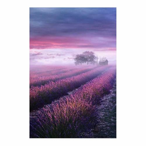 Art mural sur toile de maître TERUEA paysage lavande violet 70x100cm