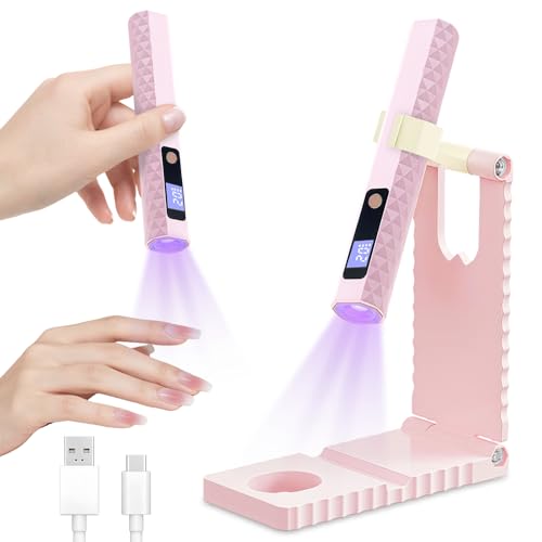 flintronic Lámpara de Uñas UV de Mano, Lampara Uñas Semipermanentes, UV LED Portátil et Recargable, Secador USB Recargable Inalámbrico, con 2 Temporizador 30/60S, para Manicura, DIY Hogar y Salón