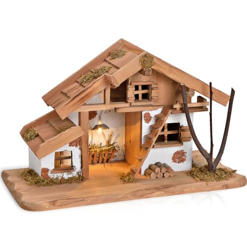 matches21 HOME & HOBBY Große Weihnachtskrippe aus Echtholz - Holz...