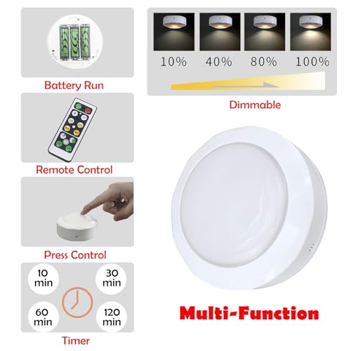 KAYYELAMP 2-Pack 100 Lumens Led Remote Control Battery Operated Indoor No Cord Wall Sconce Light Fixture for Room Lighting Wall Decor Bedroom- Easy Installation, Dimmable Control,Battery Not Included