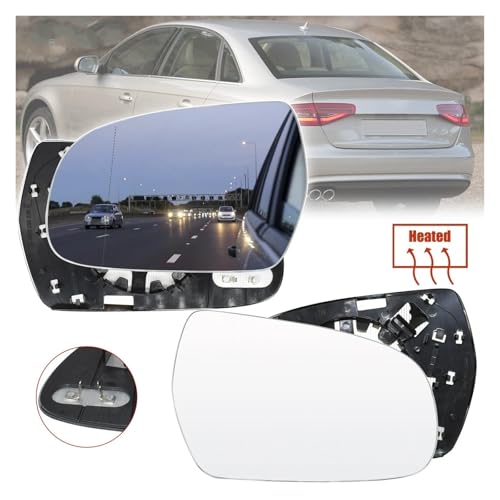 Vitre rétroviseur chauffant avec plaque pour Audi A4 et A5 grand angle convexe - 6