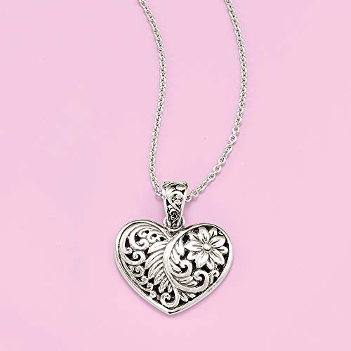 Ross-Simons Sterling Silver Bali-Style Heart Pendant Necklace3