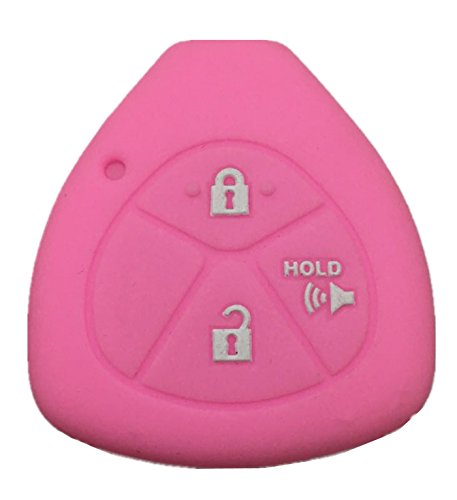 Rpkey Silicone Keyless Entry Remote Control Key Fob Cover Case Protector Replacement Fit for Toyota 4Runner Corolla Matrix RAV4 Venza Yaris Pontiac Vibe Scion iQ tC xB xD HYQ12BBY MOZB41TG (Pink)