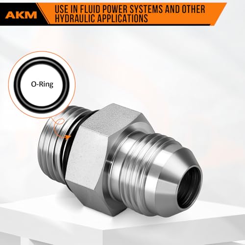 Image of Straight Hydraulic Hose Adapter Fittings, 6400-12-12 3 /4 inch JIC (1 1 /16 inch-12 thread) x 3 /4 inch ORB (1 1 /16 inch-12 thread) Male Connectors x 5 pack