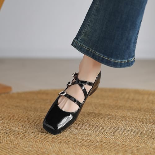 Cozivwaiy Womens Ballet Mary Jane Flats Comfortable Square Toe Adjustable Strap Work Office Mary Jane Shoes4