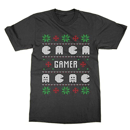 T-Shirt Gamer de Noël Noir S Tenue Soirée Jeux et Pull Moche