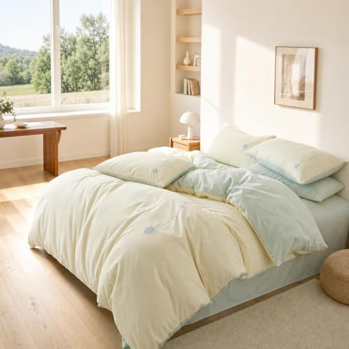 Parure de lit brodée haut de gamme avec taies d'oreiller confortables