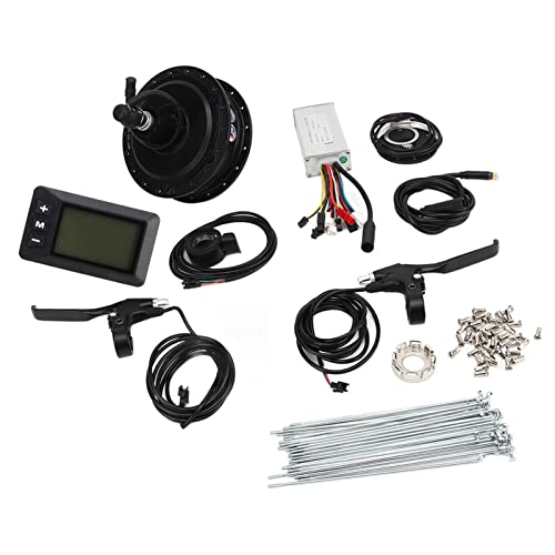MasYosh Kit de Conversión de Bicicleta Eléctrica, Motor de Cubo de Tracción Trasera de 48V 500W con Medidor de Pantalla GD01, para Bicicleta de Montaña Plegable, (Para radios de llanta de 27,5