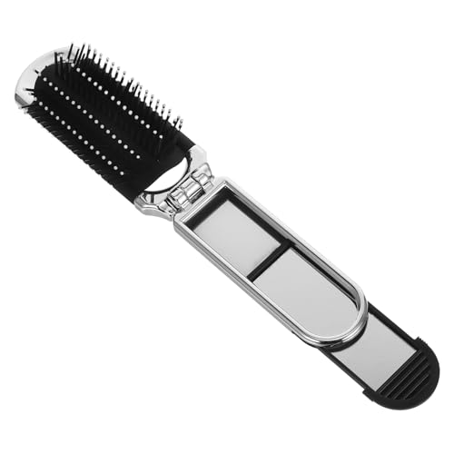 CATIEBYE 2個 旅行用折りたたみヘアブラシ ミラー付き コンパクト携帯用スケルブラシ レディース トラベルヘアコーム 軽量持ち運び便利 オフ