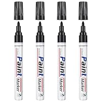 ANYUKE Permanent Paint marker Pens Black,4 Waterproof Marker Pens, 2-3mm Permanent Oil-Based Paint Pens, Glass Paint Pen for Rocks Painting, Metal, Stone, Plastic, Leather, Cardboard, Glass